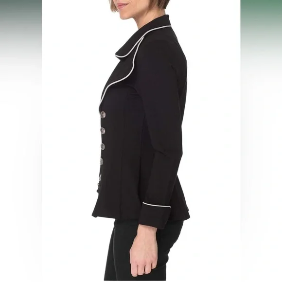 Joseph Ribkoff #183355 Woman's Black Military-Look Zip-Front Jacket - Picture 2 of 13